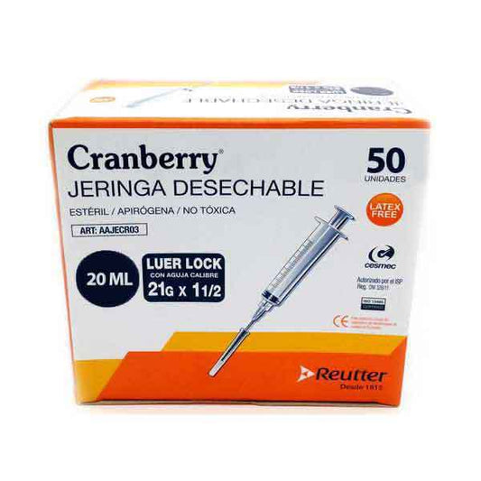 Cranberry Jeringa 20 Cc Lock C/A 21 x 1 1/2 x 50 Reutter (Jeringas)