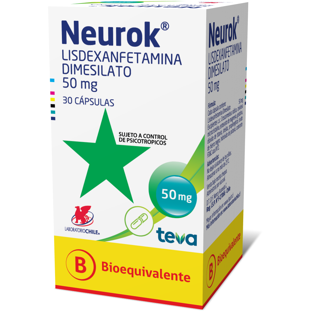 Neurok Cápsulas 50 mg x 30 (Lisdexanfetamina)