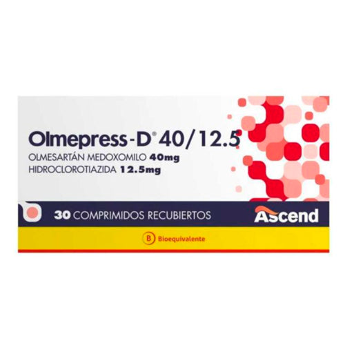Olmepress D Comprimidos 40/12,5 mg x 30 (Olmesartan + Hidroclorotiazida)