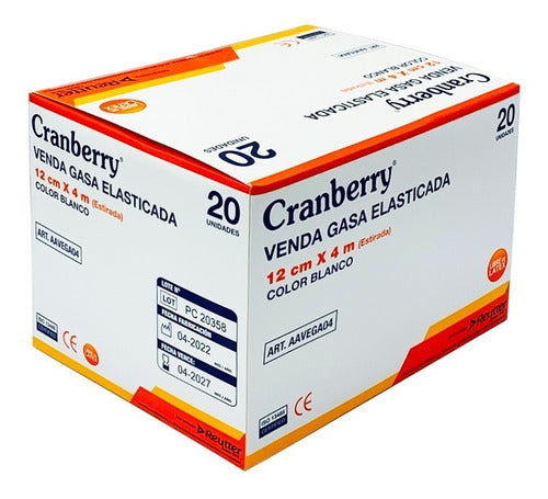 Cranberry Venda Gasa Elasticada 12 Cm x 4 Metros x 20 Unidades (Gasas)