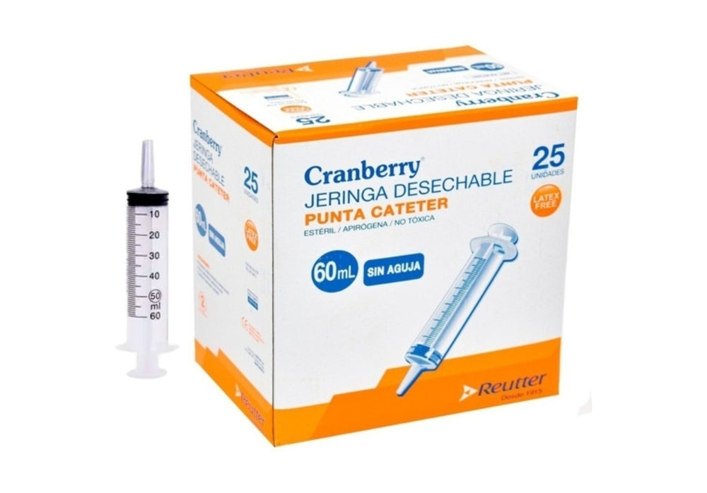 Cranberry Jeringa 60 Cc Punta Catetter x 25 (Jeringas)