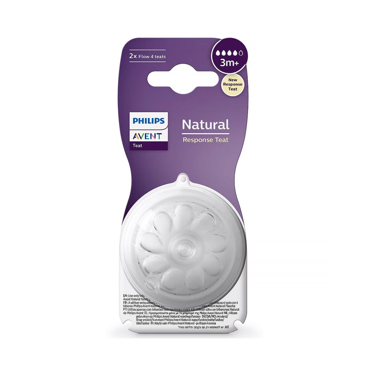 Avent Tetina Natural Flujo Lento 0M+ x 2 Unidades
