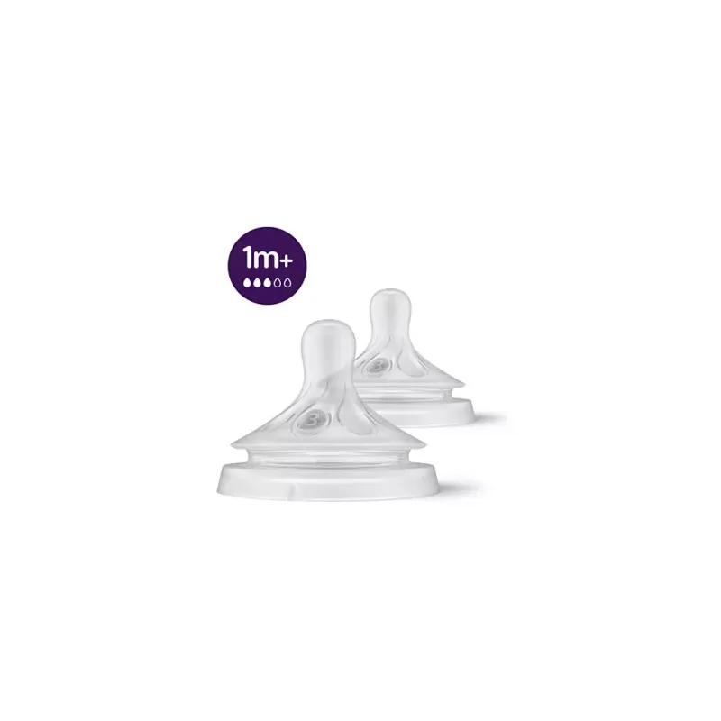 Avent Tetina Natural Flujo Medio 1M+ 2 Unidades