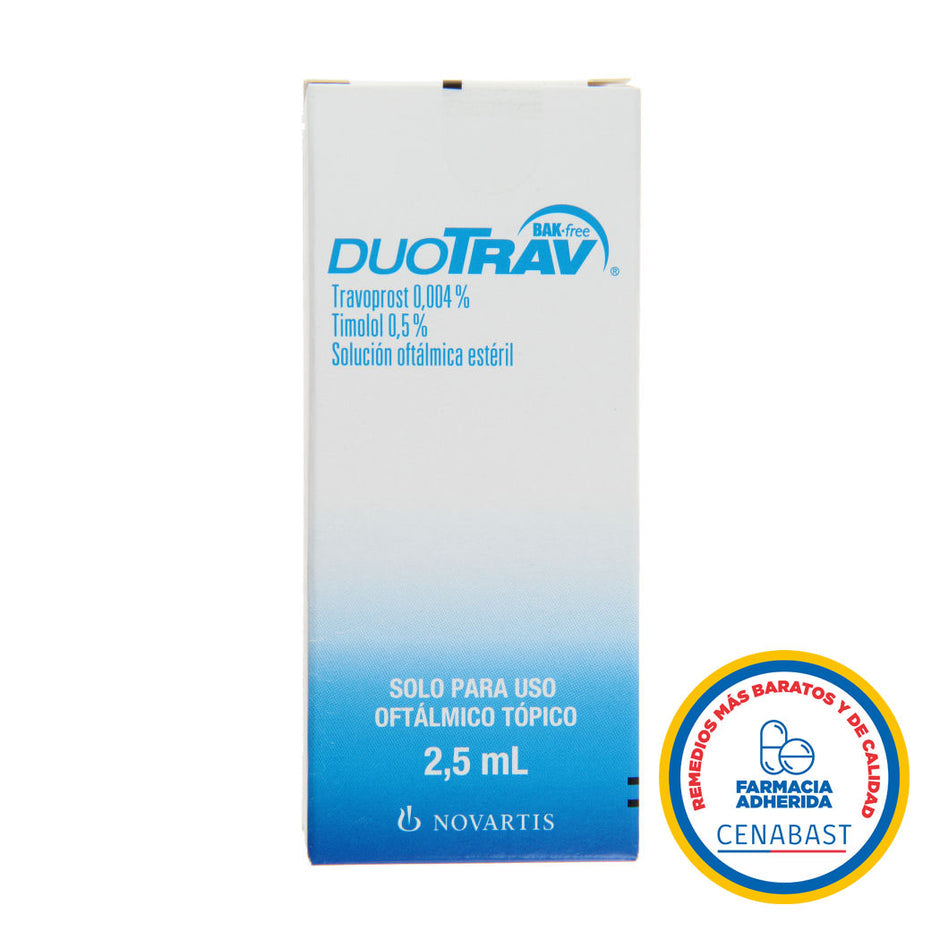 Duotrav Bak-F Solución Oftálmica x 2,5 ml (Timolol + Travoprost)
