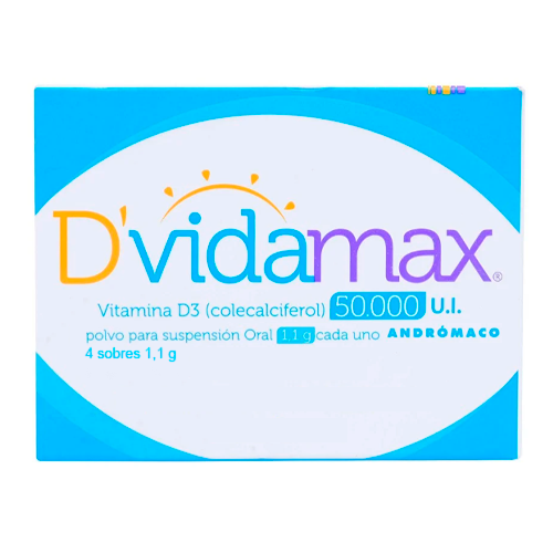 Dvidamax Sobres Polvo Sus Oral 50.000 Ui x 4 (Calcio/Colecalciferol (Vitamina D3))