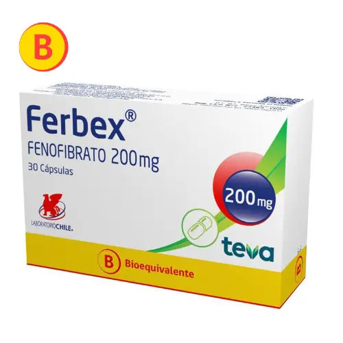 Ferbex Cápsulas 200 mg x 30 (Fenofibrate)
