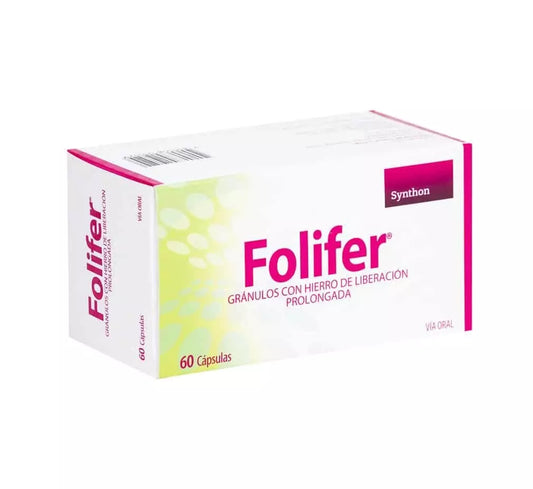 Folifer Cápsulas x 60 (Hierro+Vitamina C+ Acido Folico+ Vitamina B12)