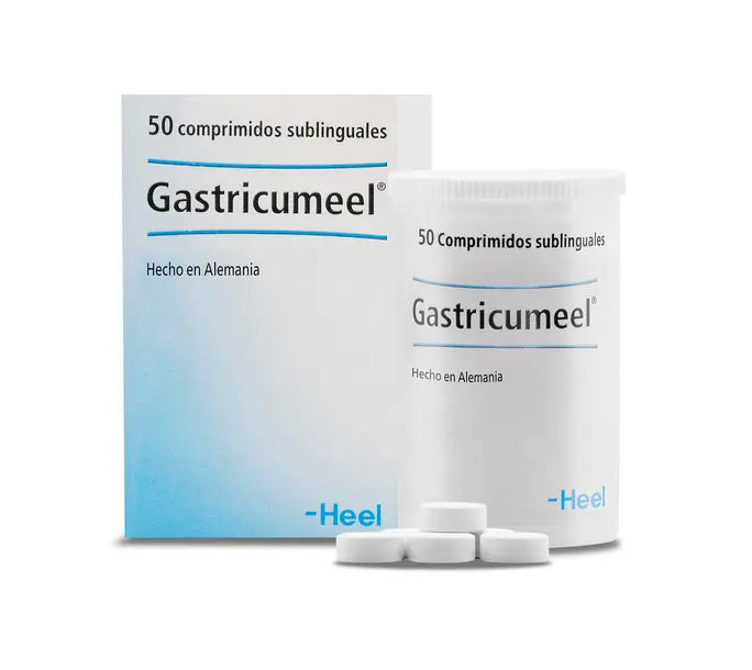 Gastricumeel Comprimidos x 50 Heel (Gastricumeel / Argentum Nitricum / Acidum Arsenicosum / Pulsatilla Pratensis / Strychnos Nux-Vomica / Carbo Vegetabilis / Stibium Sulphuratum Nigrum)