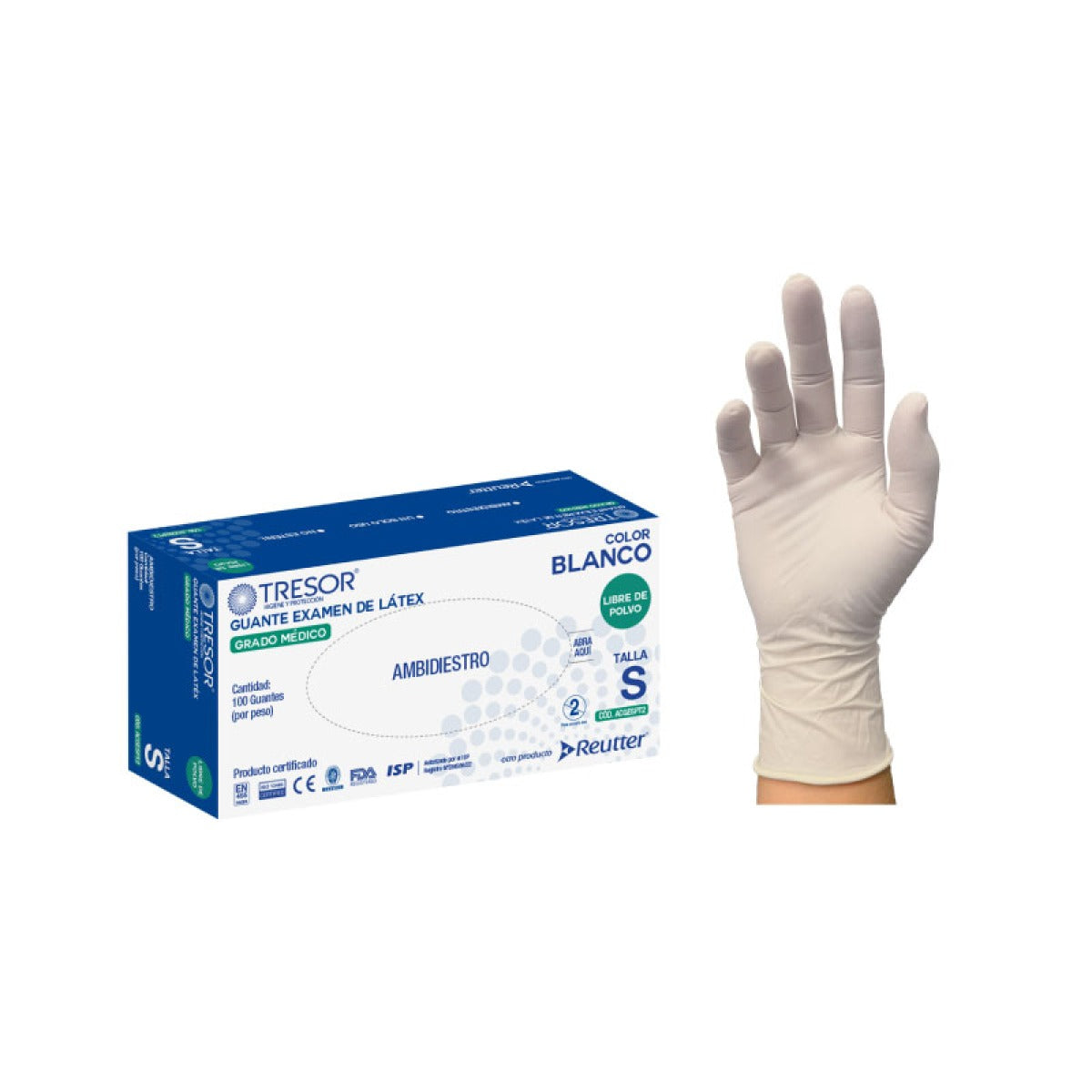Guante Tresor Latex S x 100 Unidades Reutter (Guantes)