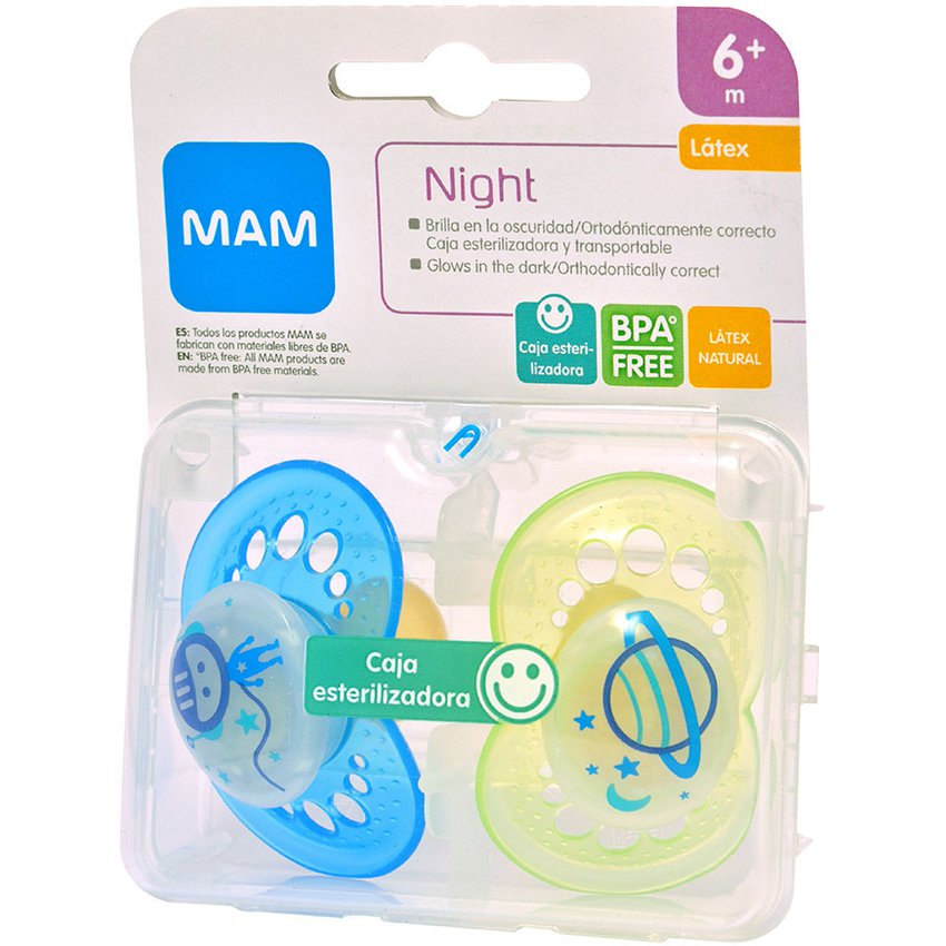 Mam Chupete x 2 Night 6+Latex (Chupetes)