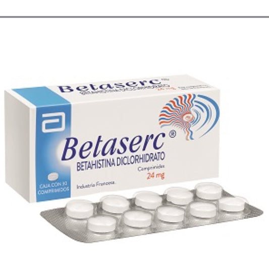Betaserc Comprimidos 24 mg x 30 (Betahistina)