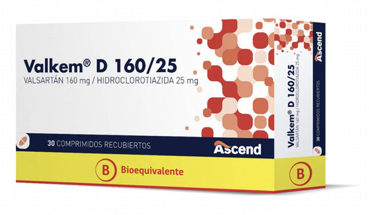 Valkem D Comprimidos 160/25 mg x 30 (Valsartan/Hidroclorot)