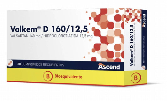 Valkem D Comprimidos 160/12,5 mg x 30 (Valsartan/Hidroclorot)