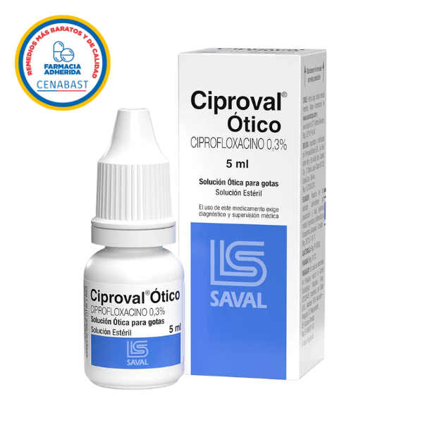 Ciproval Solución Otótica 0,3% x 5 ml (Ciprofloxacino)