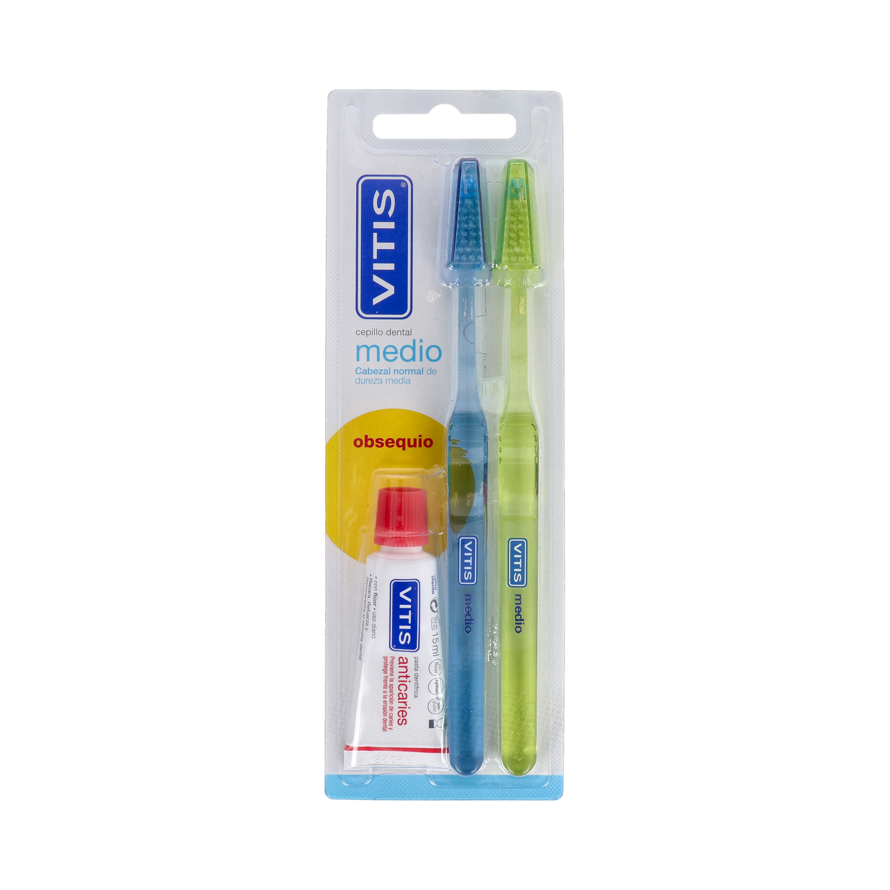 Vitis Duplo Cepillos Suave x 2 + Past Anticaries x 15 ml Pack (Cepillos Dentales Adulto)