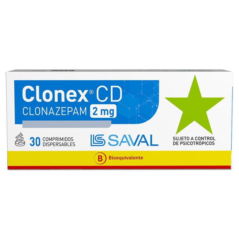 Clonex Comprimidos Dis 2,0 mg x 30 (Clonazepam)