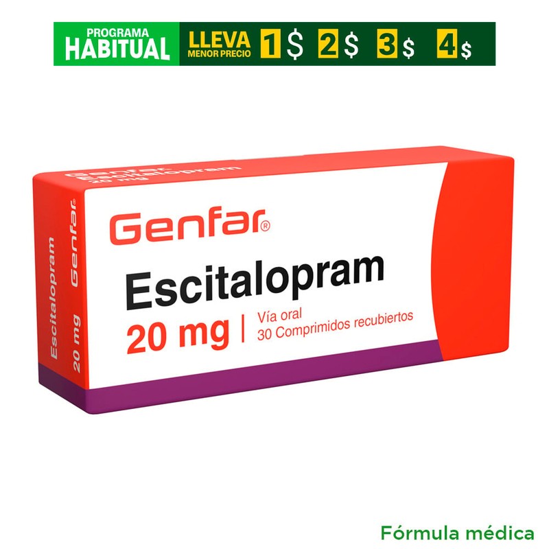 Escitalopram Comprimidos 20 mg x 30 Genfar