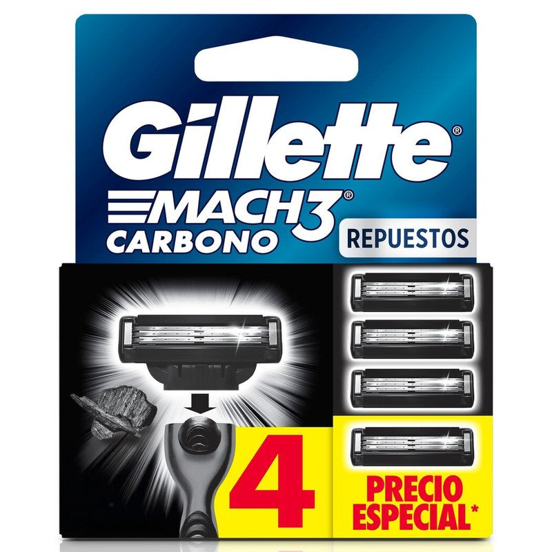 Gillette Mach3 Carbono Repuesto x 4 Unidades