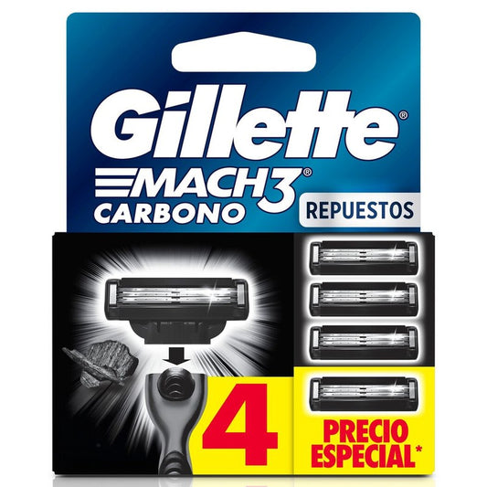 Gillette Mach3 Carbono Repuesto x 4 Unidades