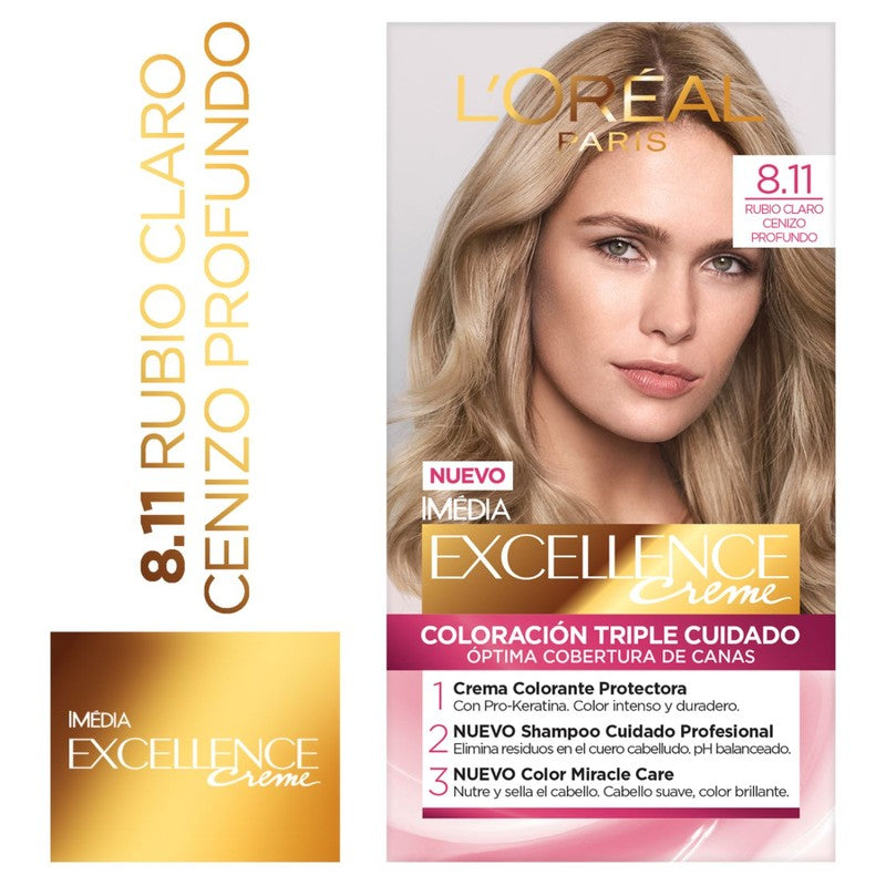 Excellence Creme 8.11 Rub Claro Ceniza Profu. (Coloracion)