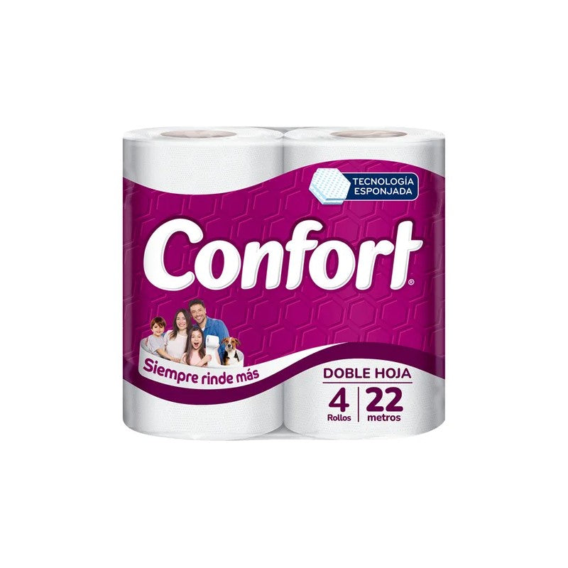 Papel Higienico Confort Doble Hoja 27 Metros x 4 Unidades