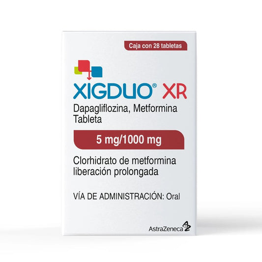 Xigduo Xr Tabletas 5 mg/1000 mg x 56 (Dapagliflozina/Metformina)