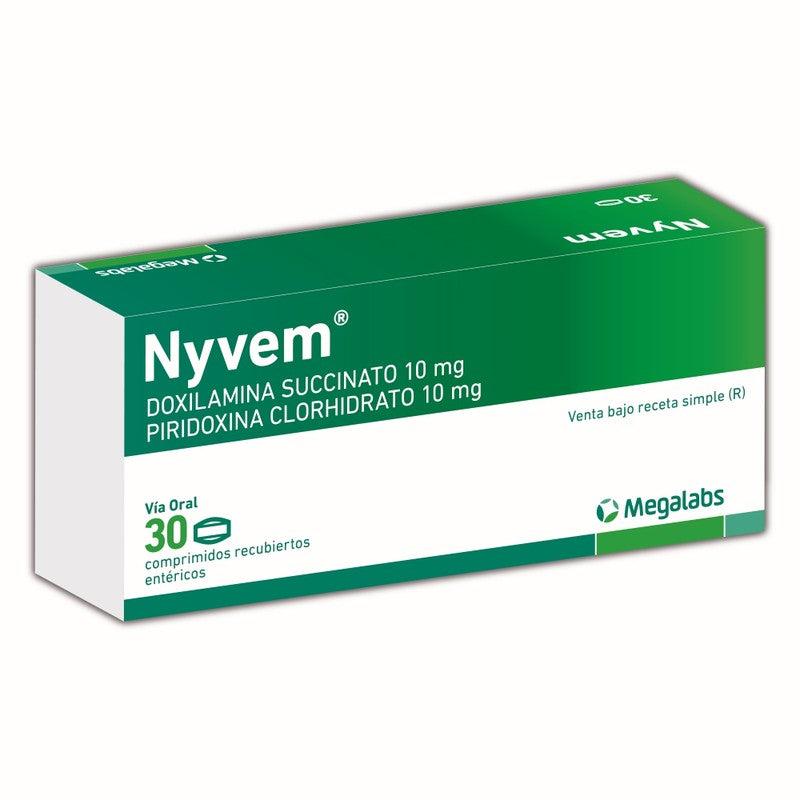 Nyvem 10/10 mg Comprimidos Rec x 30 (Doxilamina/Piridoxina)