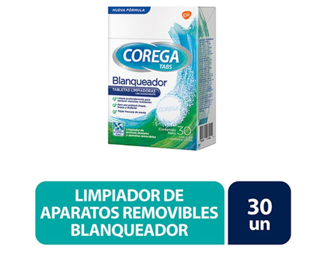 Corega Tabs Blanqueador x 30 (Seda Dental Y Accesorios)