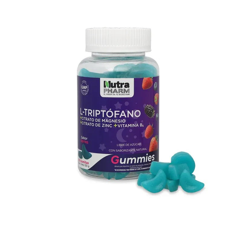 L-Triptofano + Citrato De Magnesio + Complejo B Gummies x 60 Unidades (Triptofano/Vitamina B6/Vitamina B2/Vitamina B3/Magnesio)