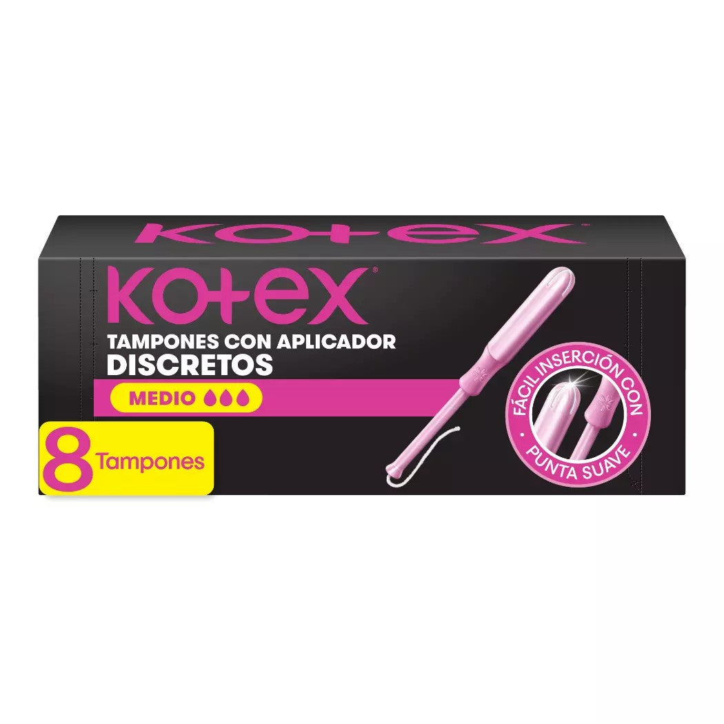 Kotex Tampon Con Aplicador Medio x 8 Unidades (Proteccion Femenina)