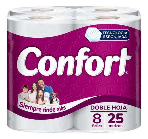 Papel Higienico Confort 50 Metros x 8 Unidades (Papeles)
