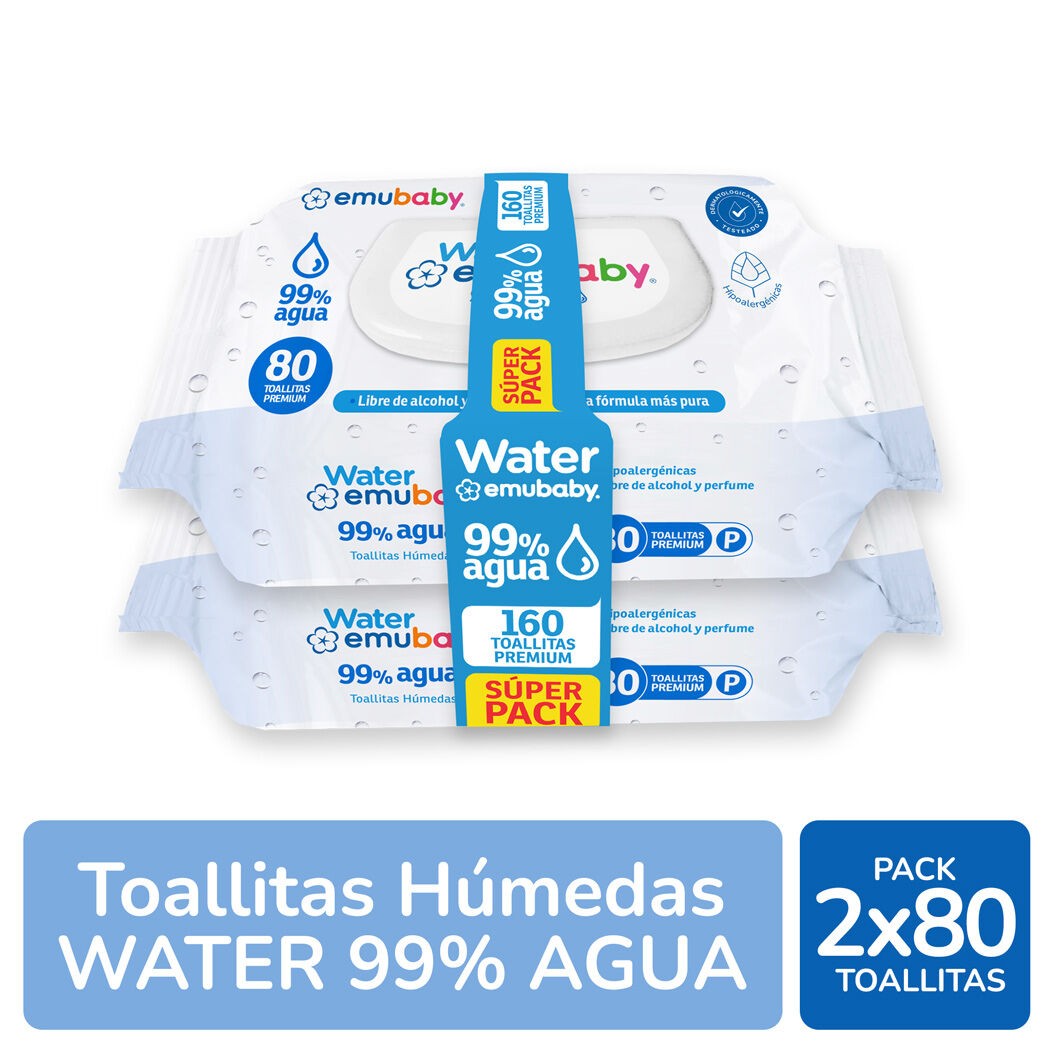 Emubaby Toa Humeda 99% Agua 80 x 2 Unidades (Toallas Humedas)