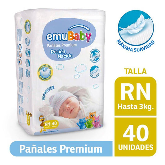 Emubaby Pañal Premium Rn x 40 Unidades (Pañal Infantil)
