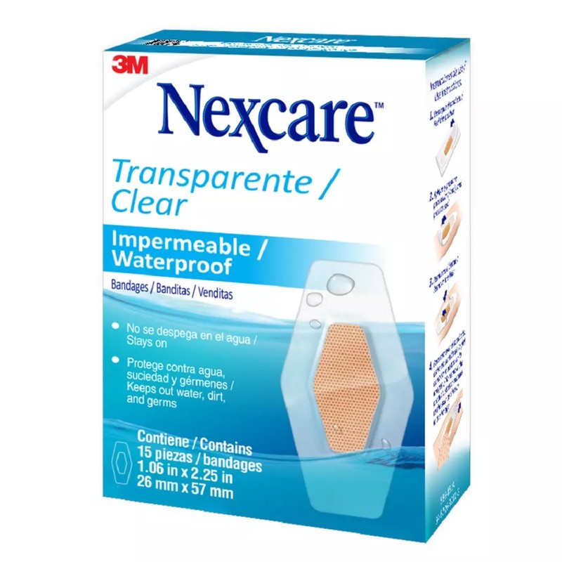 Nexcare Banditas Transparente Impermeable x 15