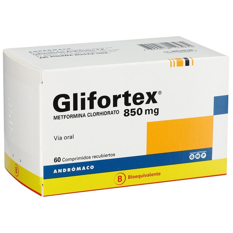 Glifortex Comprimidos 850 mg x 60 Comprimidos (Metformina)