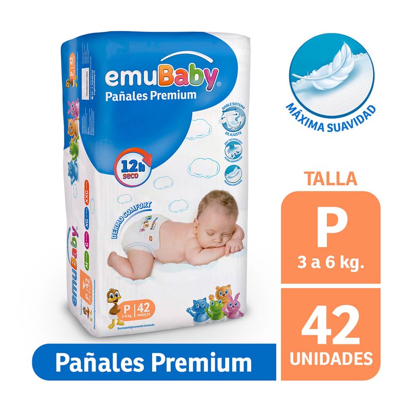 Emubaby Pañal Premium P x 42 Unidades (Pañal Infantil)