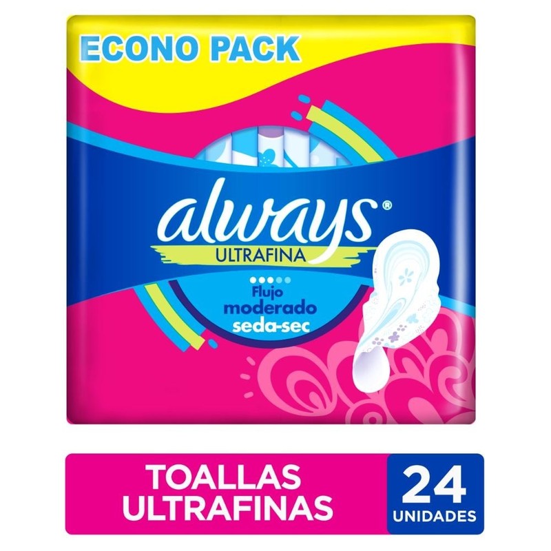 Always Toalla U/Fina Malla Diurna F/Moderado x 24 Unidades (Proteccion Femenina)