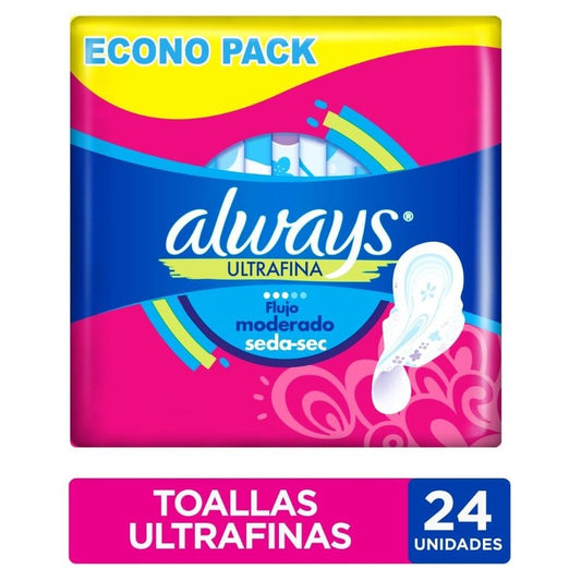 Always Toalla U/Fina Malla Diurna F/Moderado x 24 Unidades (Proteccion Femenina)