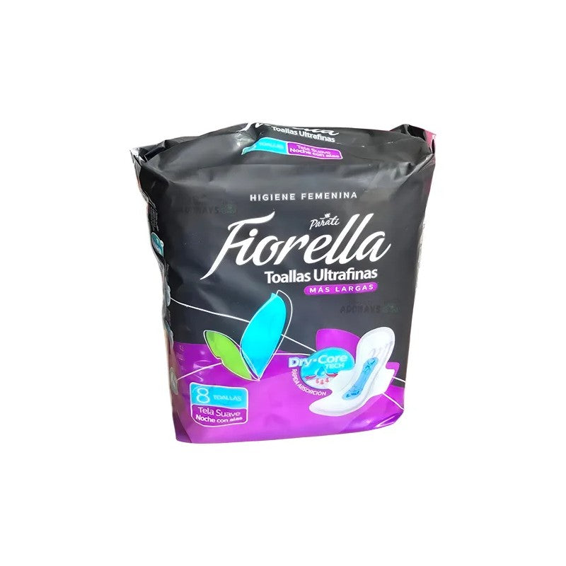 Fiorella Toalla Nocturna Ultra Fina Tela Suave C/Alas x 8 Unidades