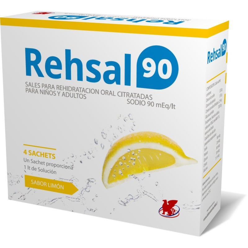 Rehsal-90 Limon Sobres x 4 (Sales De Hidratacion)