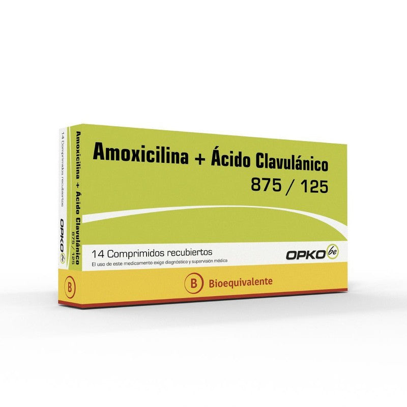 Amoxicilina+Acid/Clav Comprimidos 875/125 mg x 14 Opko (Amoxicilina/Ácido Clavulánico)