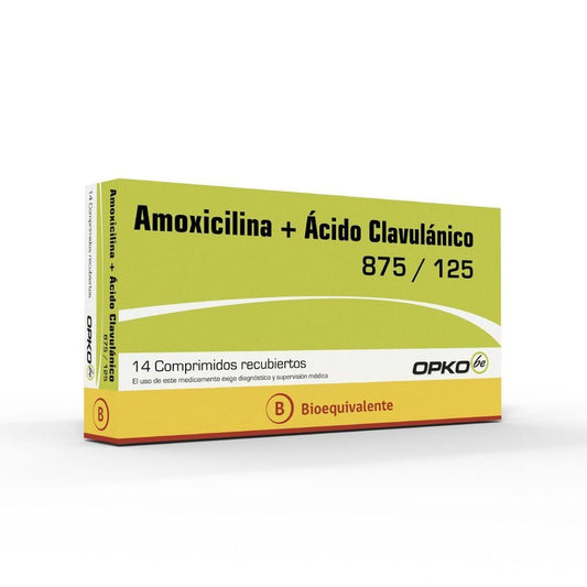 Amoxicilina+Acid/Clav Comprimidos 875/125 mg x 14 Opko (Amoxicilina/Ácido Clavulánico)
