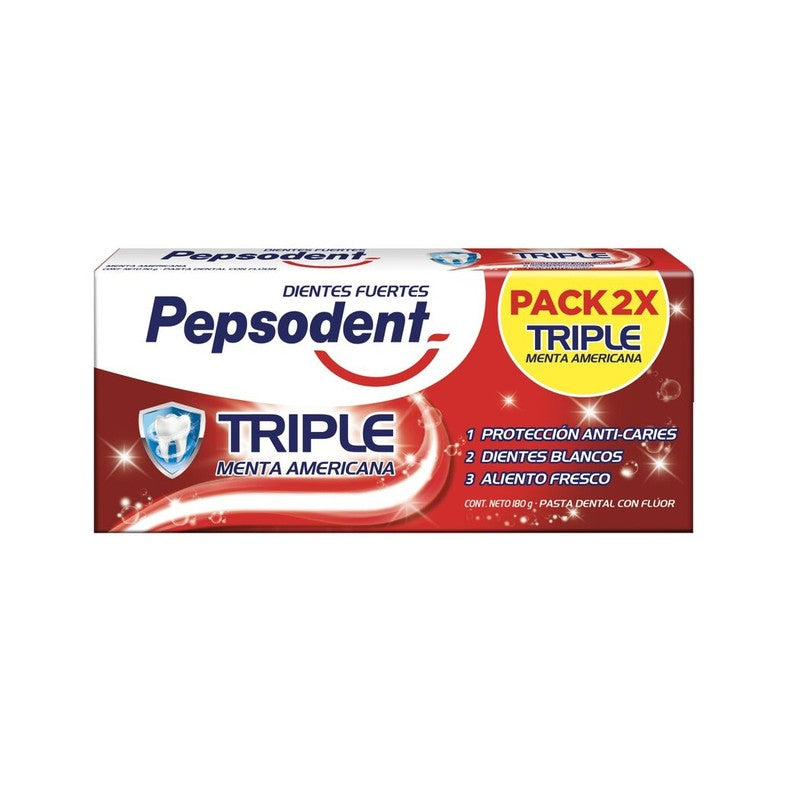 Pepsodent Triple Menta Americana Dientes Fuertes 90G