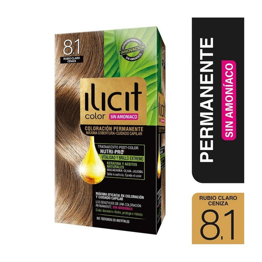 Ilicit Sin Amoniaco 8/1 Rubio Claro Ceniza x 60 Gr (Coloracion)