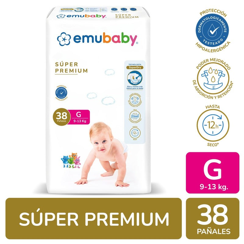 Emubaby Pañal Premium G x 38 Unidades (Pañal Infantil)