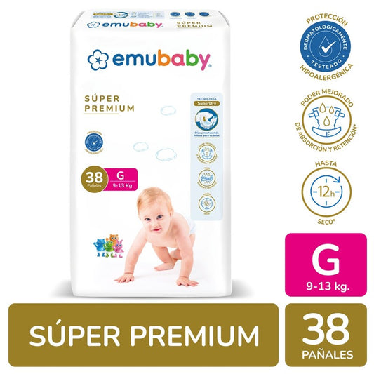 Emubaby Pañal Premium G x 38 Unidades (Pañal Infantil)