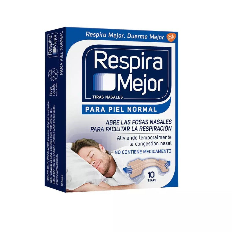 Respira Mejor Piel Seca Tir x 10 Unidades (Tiras Nasales Piel Seca)