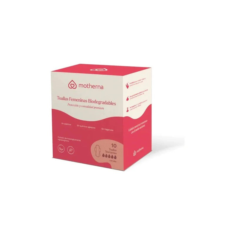 Toallas Femeninas Biodegradables Nocturna x 10 Motherna (Proteccion Femenina)