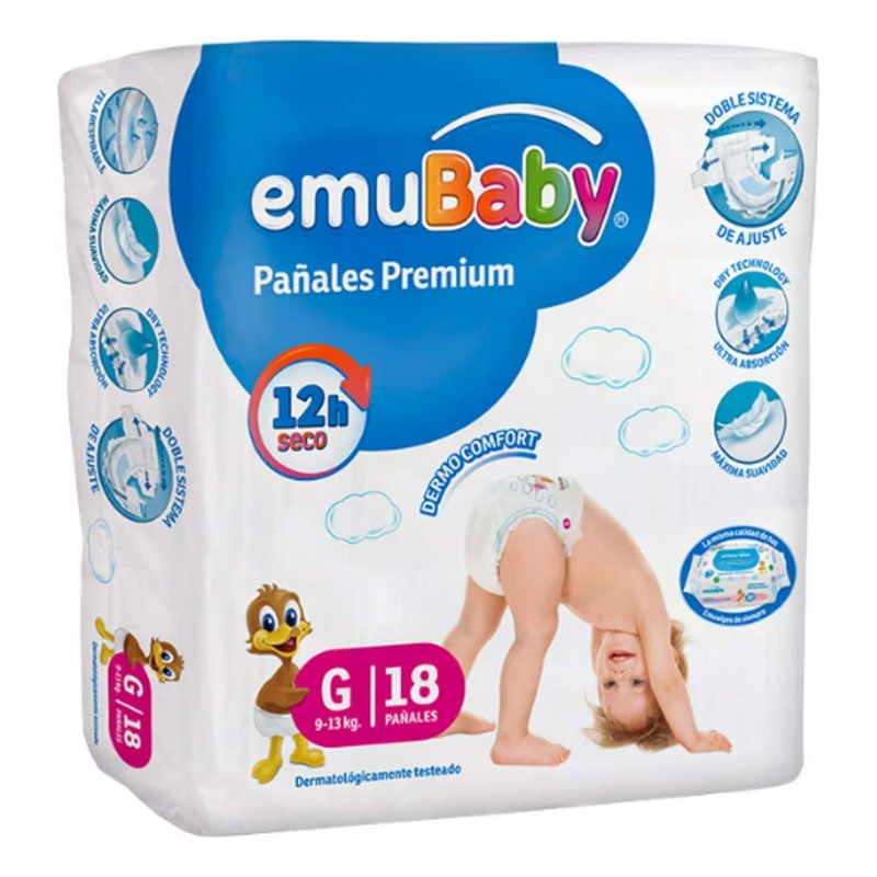 Emubaby Pañal Premium G x 18 Unidades (Pañal Infantil)
