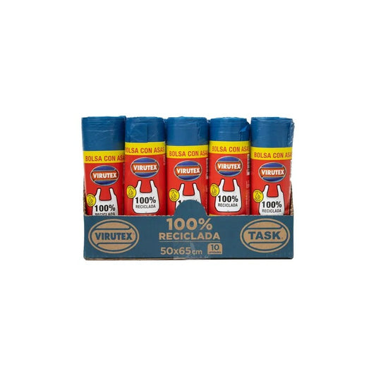 Virutex Bolsa De Basura Con Asas 50 x 65 Cm x 10 Unidades